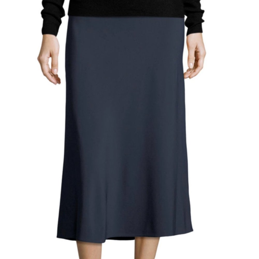 Vince  A-LINE MIDI ELASTIC SLIP-ON SKIRT NAVY BLUE - Size M